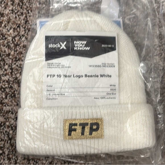 🚨 FTP ‘10 Fvcking Years’ anniversary knit beanie. NWT White w/gold embroidery - Picture 3 of 8